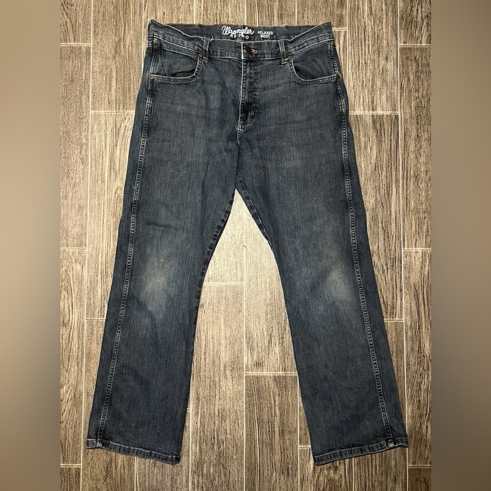 Wrangler Retro Relaxed Boot Jeans Mens Size 36x32 Blue Western Cowboy Rodeo